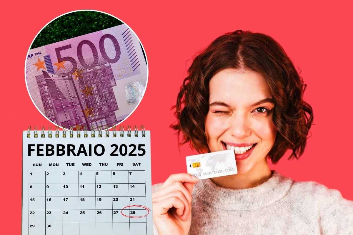 Carta spesa 500 euro calendario con data 28 febbraio 2025